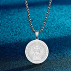 CHENGXUN Hindu Ganesha Coin Pendant Necklace for Men Womens Lord Ganesha Medallion Charm Neck Chain Spirit Totem Jewelry