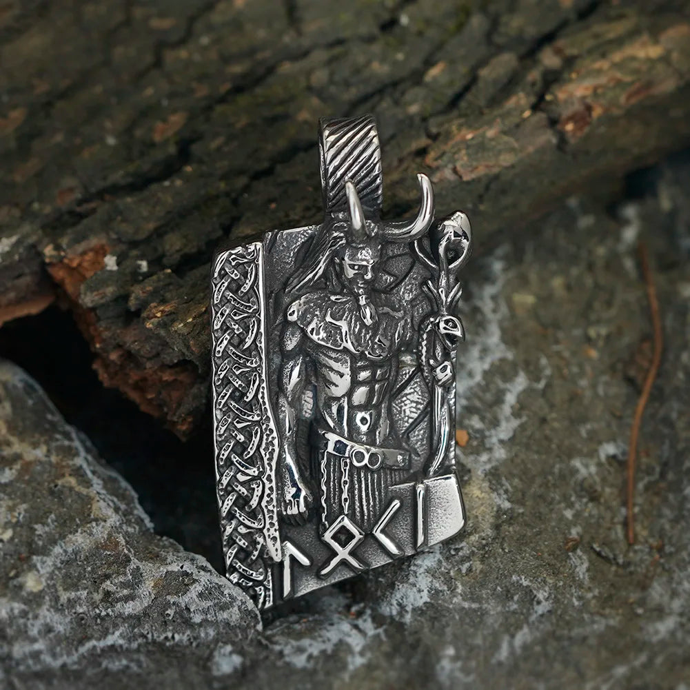 Viking Rune Valknut Pendant Necklace — Stainless Steel