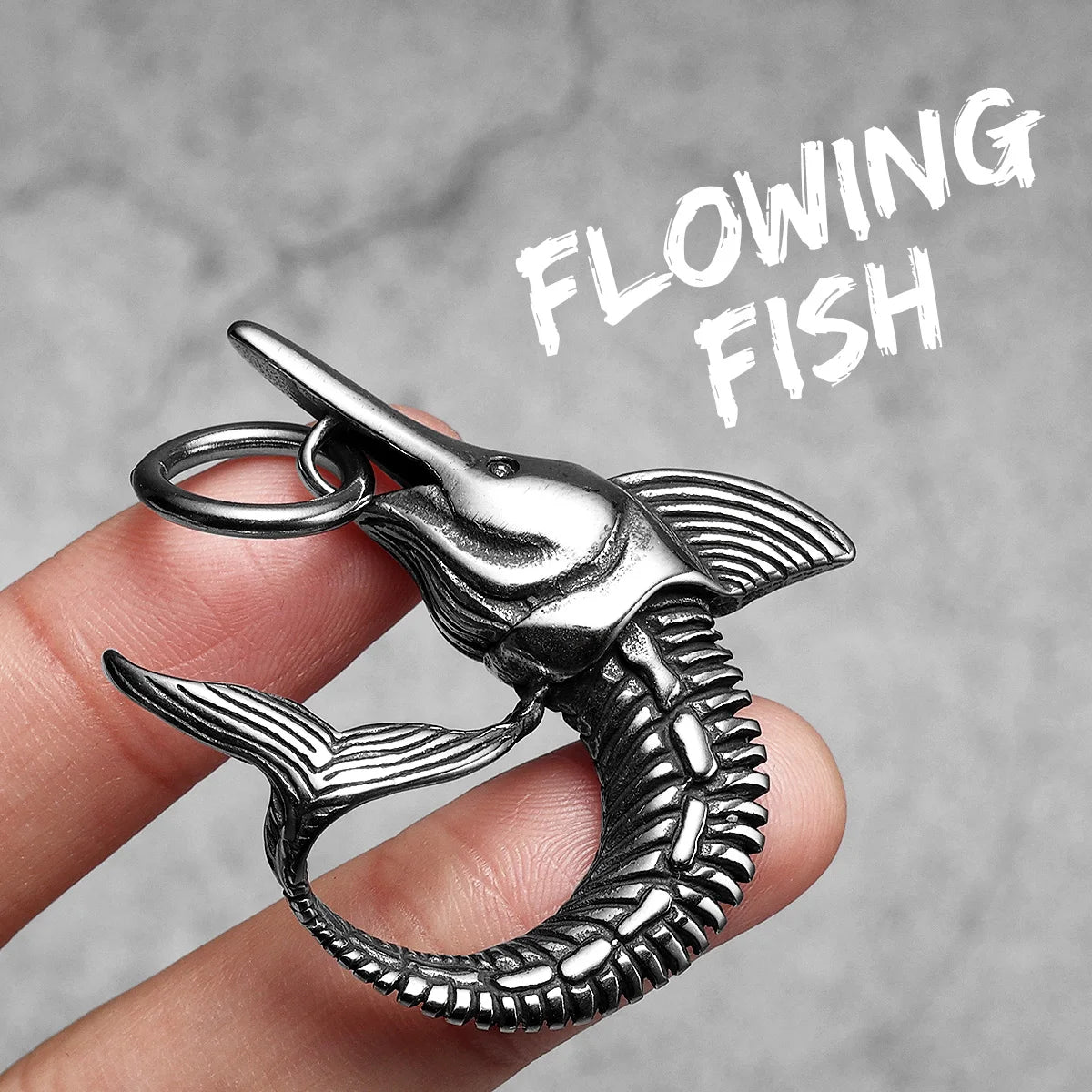 Retro Swordfish Men Necklaces with Pendant Stainless Steel Punk Jewelry for Lure Angler Gift Daily Wear Hip Hop Accessories