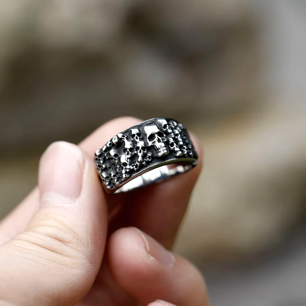 2022 NEW Men's 316L stainless steel rings Vintage Halloween Gothic Funny Devil Skull punk fashion jewelry free shipping