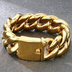 Cool 25/30mm Hip Hop Cuban Link Chain Bracelet Man Vacuum Plated 316l Stainless Steel Men's Bracelets Heavy Duty Street