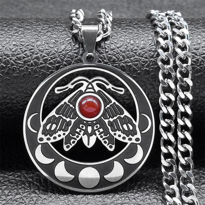 Moon Crescent Pendant Necklace — Stainless Steel