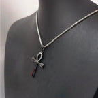 New Egypt Black Big Ankh Cross Pendant Necklace For Women Men Silver Plated Key of Life Stainless Steel Egyptian Jewelry