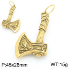 Trendy Retro Crow Prairie Wolf Double Sided Viking Tomahawk Pendant Necklace Charm Men's Necklace Metal Accessorie Party Jewelry