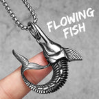 Retro Swordfish Men Necklaces with Pendant Stainless Steel Punk Jewelry for Lure Angler Gift Daily Wear Hip Hop Accessories