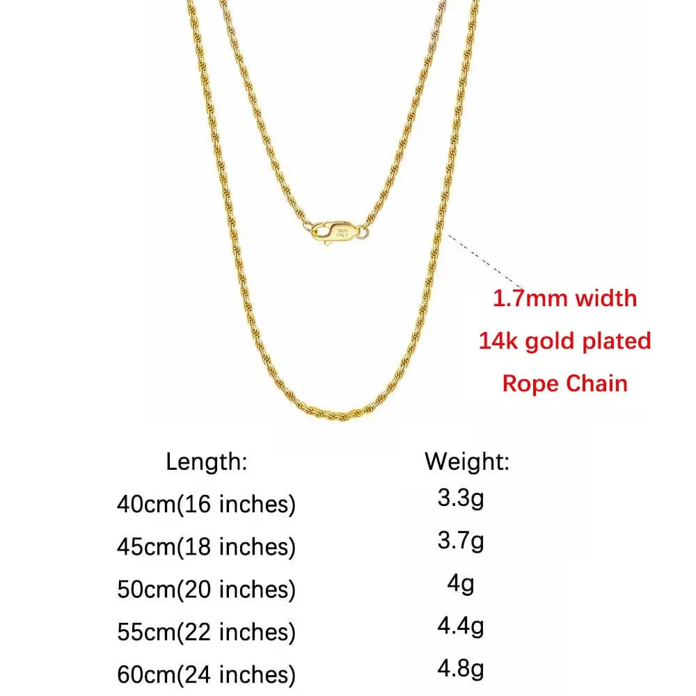 ORSA JEWELS Genuine 925 Sterling Silver Paperclip Chopin Rope Cuban Figaro Box Cable Chain Necklace Simple Basic Chain