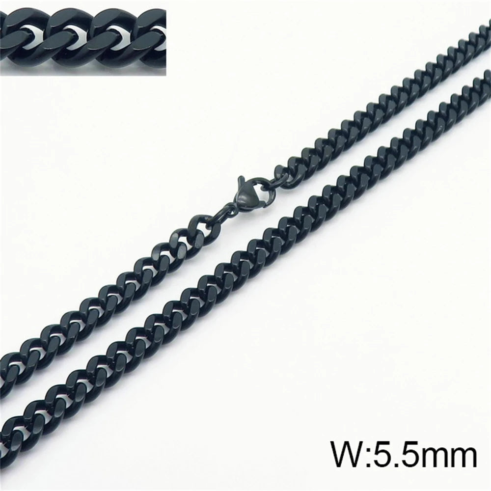 Punk Curb Cuban Link Chain Men Women Stainless Steel Long Necklace Fashion Tide Hip Hop Sweater Accessories Party Jewelry Gifts