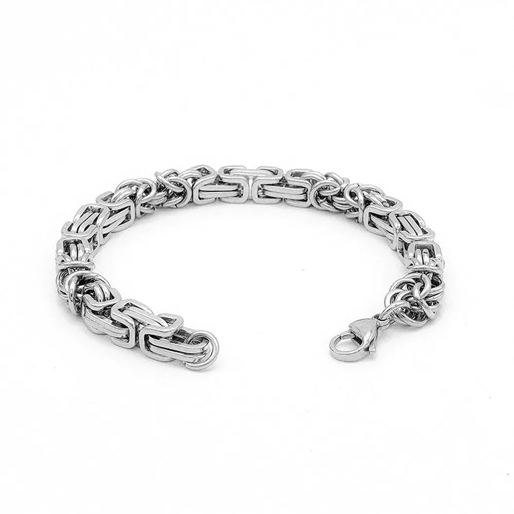 Wide Byzantine Link Chain Bracelet 8mm — Punk, Stainless Steel