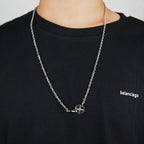 Circle Pendant Long Link Chain Necklace for Men — 70cm