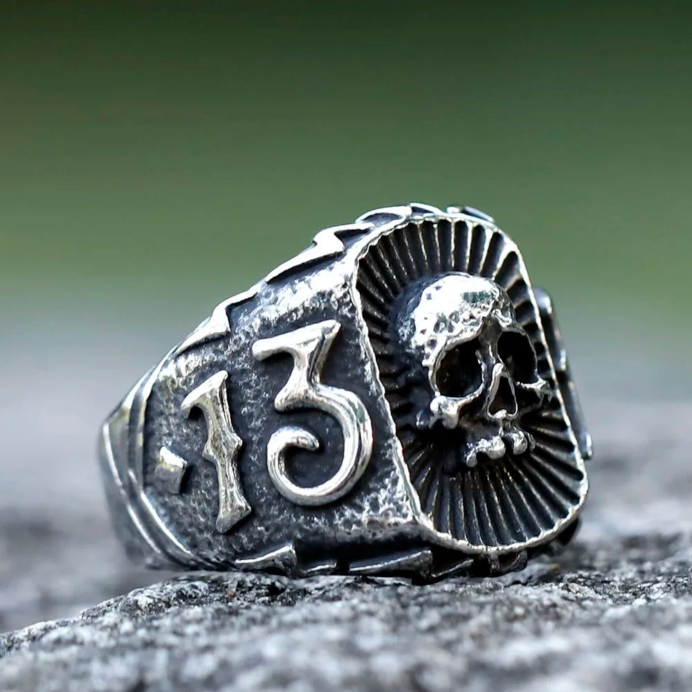 Calvarium Letter Skull Ring — Stainless Steel