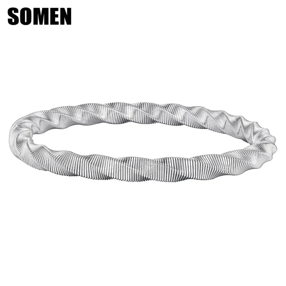 Somen Hollow Mesh Mobius Bracelets For Men Silver Color Flexible Stainless Steel Wide Edge String Bracelet Wedding