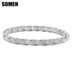 Somen Hollow Mesh Mobius Bracelets For Men Silver Color Flexible Stainless Steel Wide Edge String Bracelet Wedding