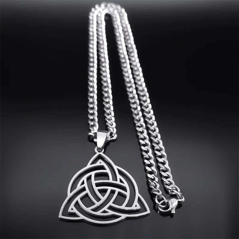Celtic Knot Trinity Pendant Necklace — Stainless Steel