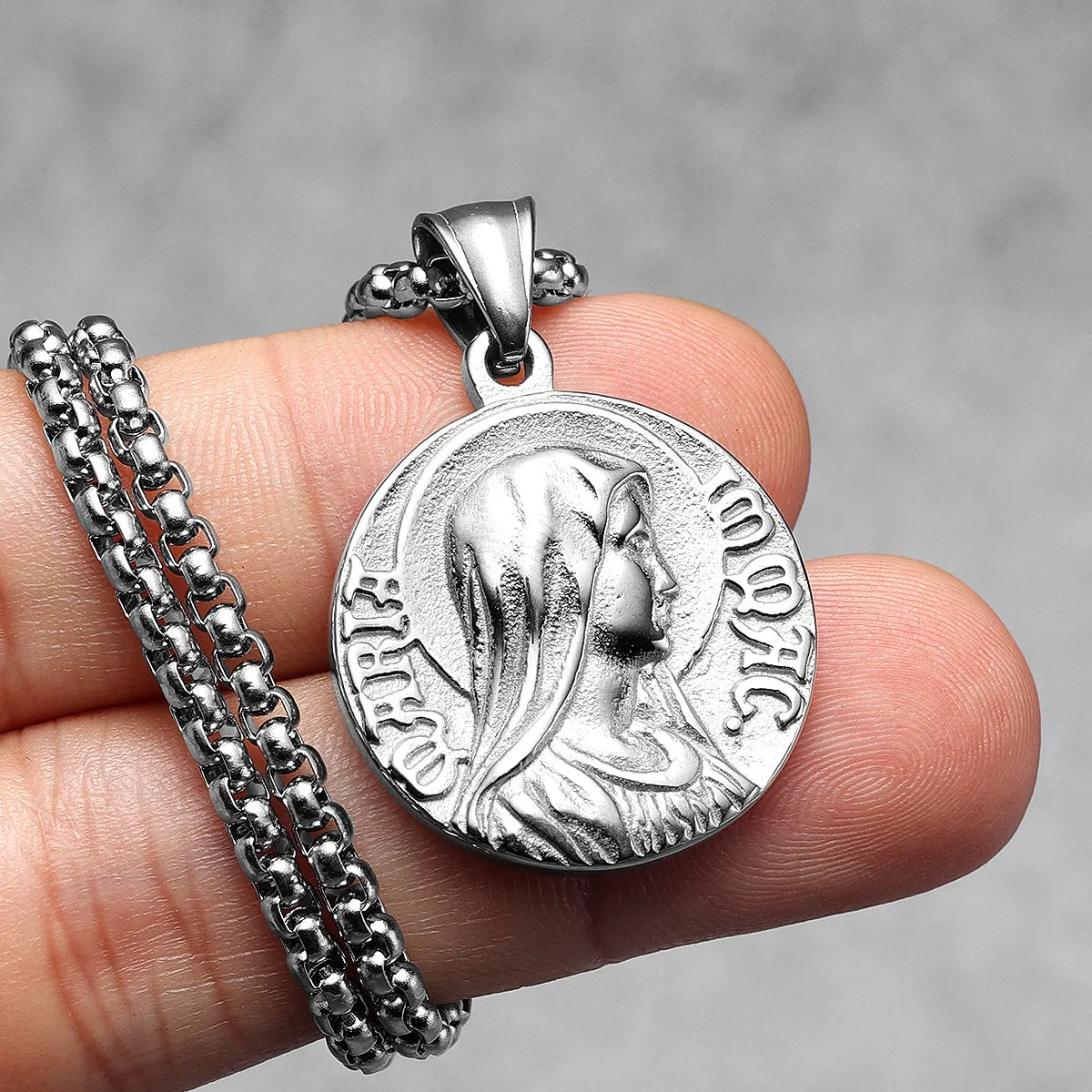 Virgin Mary Pendant Necklace — Stainless Steel