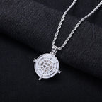 Iced Out Compass Pendant — 14K Gold