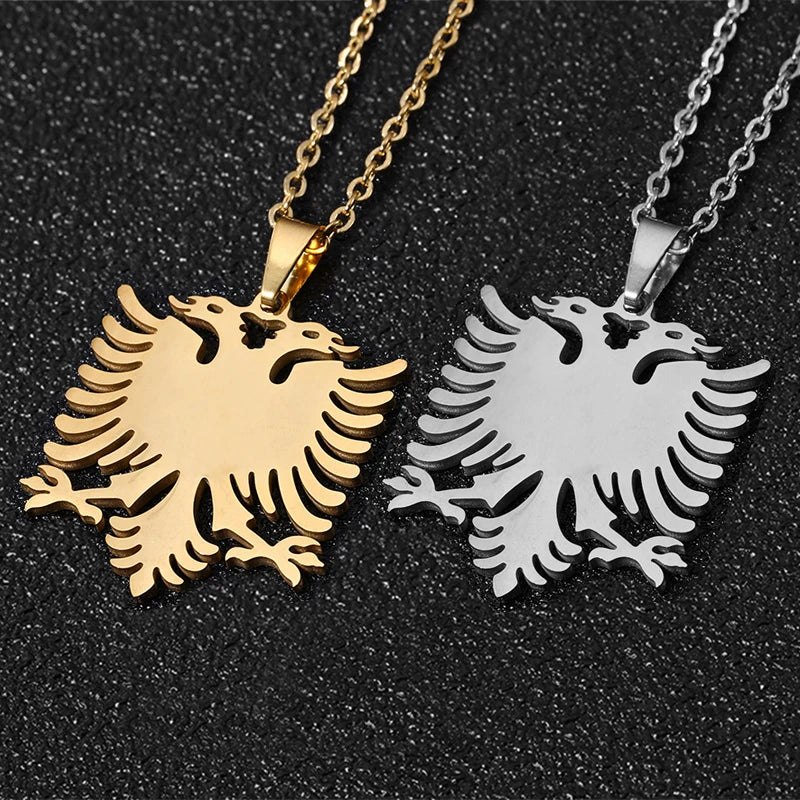 Albania Eagle Pendant Necklace — Two-Tone