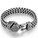 Nordic Viking Jewelry Punk Wolf Dog Snake Eagle Head With Double Mesh Link Chain Man Bracelet for Mn 19/21/23CM Long