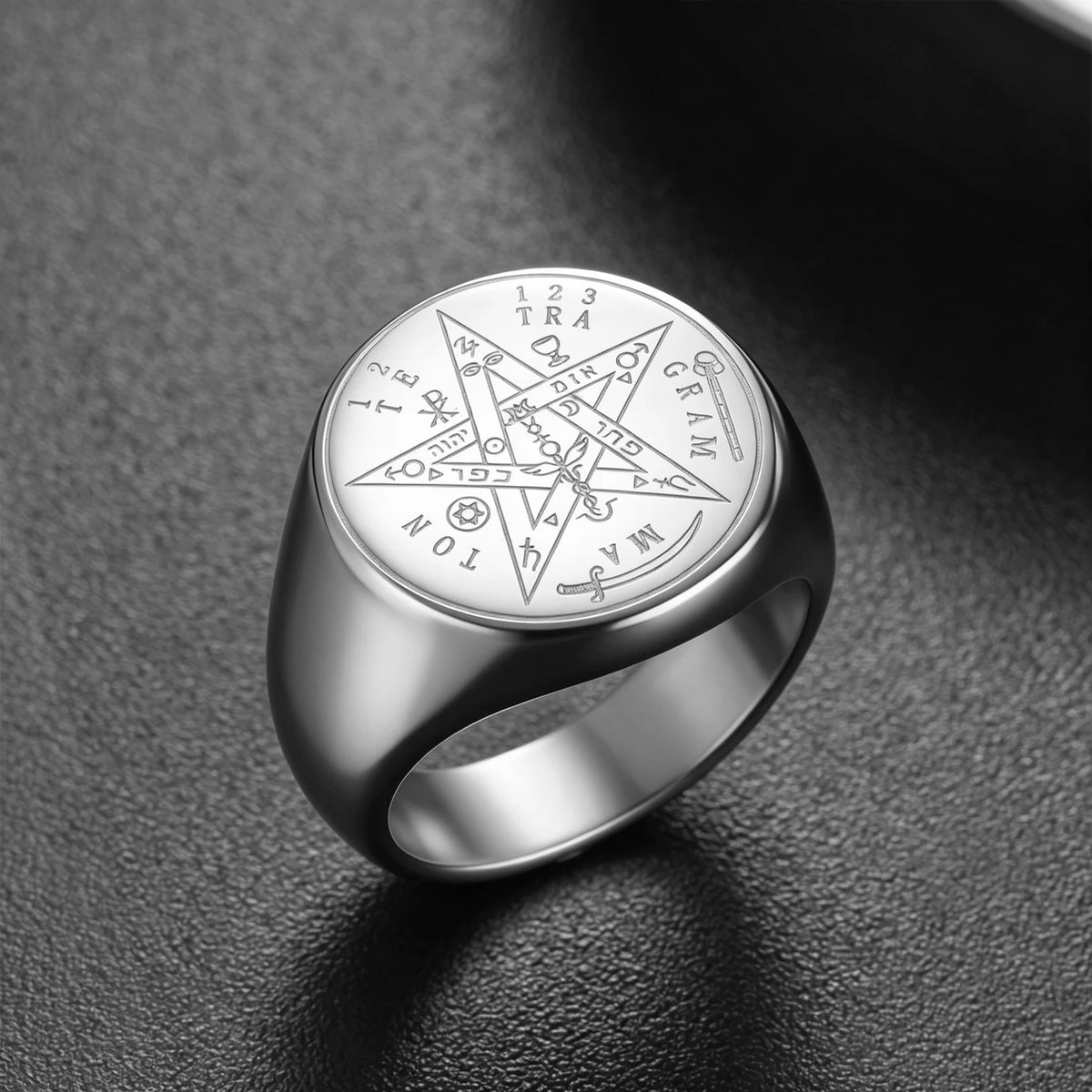 Tetragrammaton Pentacle Signet Ring — Stainless Steel