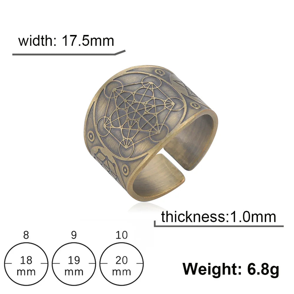 My Shape Vintage Solomon Rings Seal of The 7 Archangels Rings for Men Bronze Copper Ring Viking Rune Finger Ring Amulet Jewelry