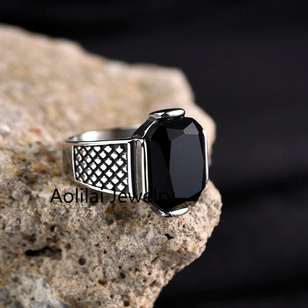 R3351 Men's High Quality Stainless Steel Multiple Color Styles Onyx Rings Jewelry Professional Factory Made