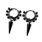 Spike Cone Drop Earrings Beaded Hoop Gothic — Stainless Steel