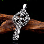 Viking Disc Cross Pendant — Stainless Steel