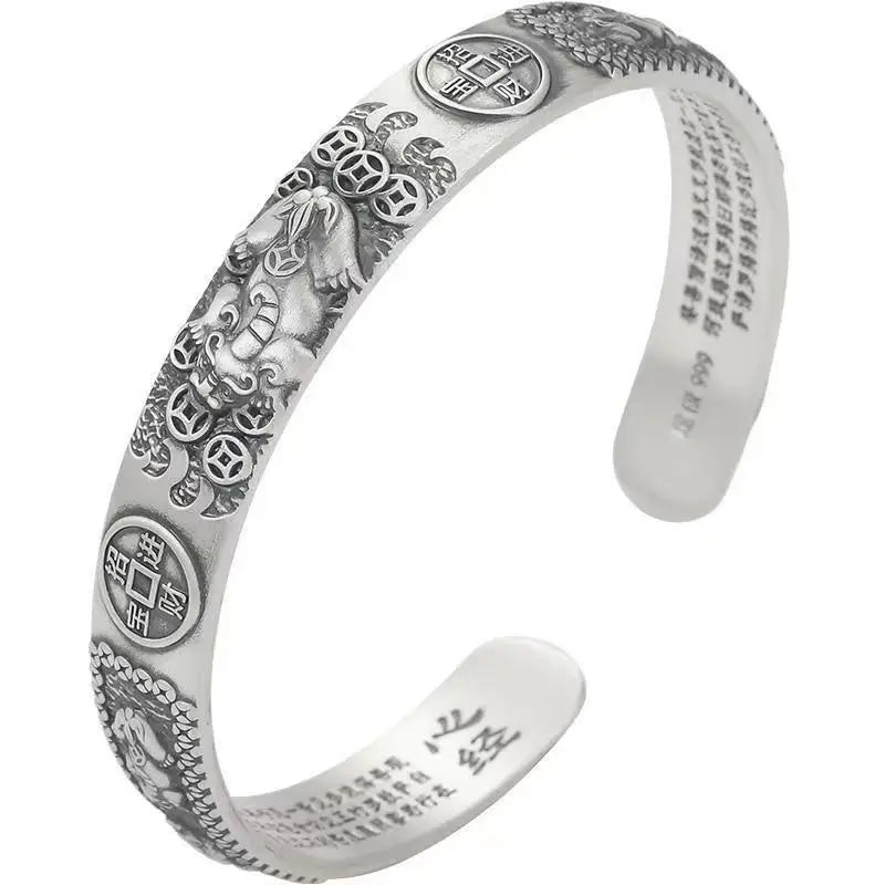 Men\'s Personalized Retro Ethnic Animal Pixiu Bangles Men Women Cuff Bracelets Casual Jewelry Gifts