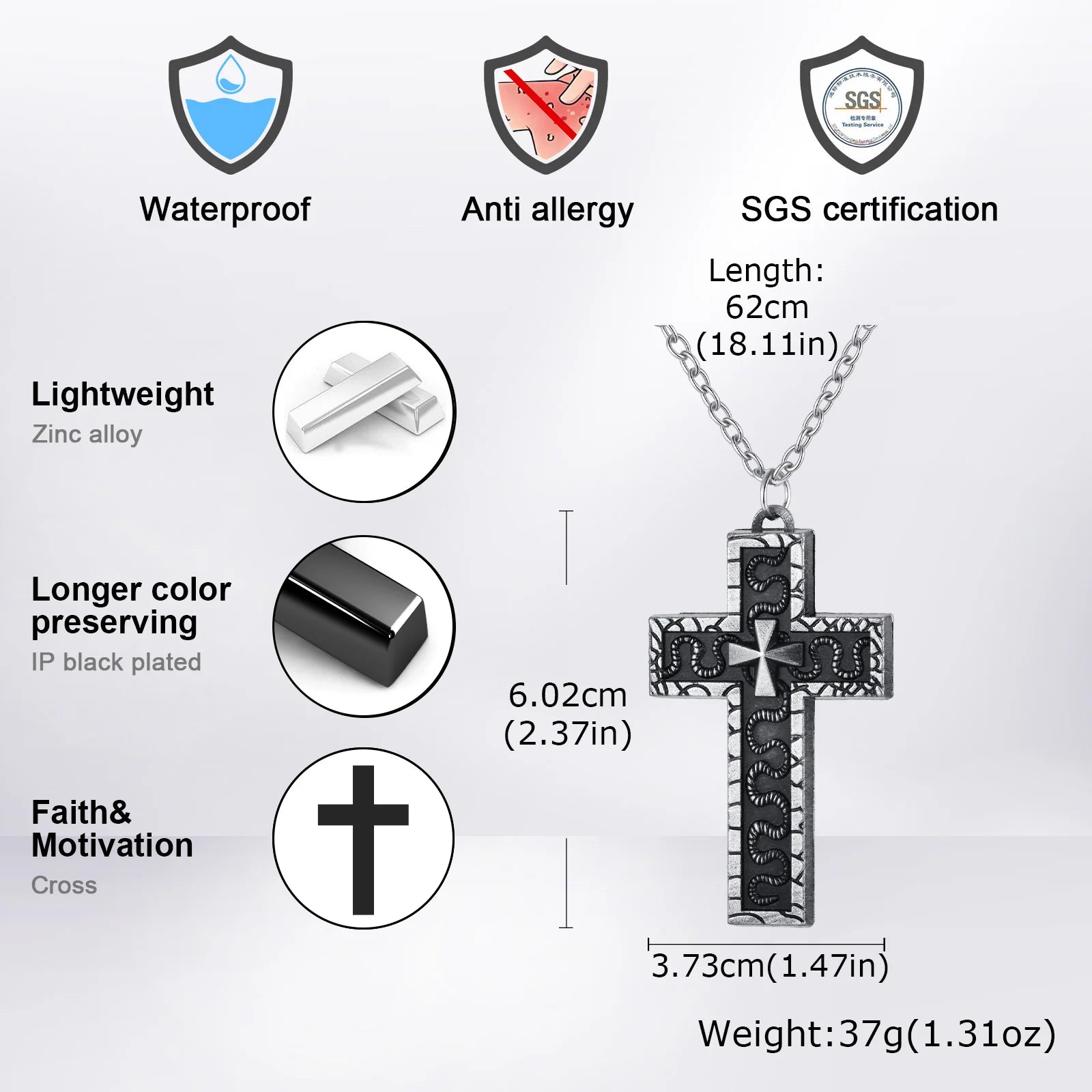 Openable Compartment Cross Pendant — Stainless Steel