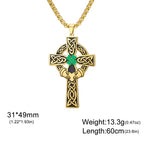 Celtic Cross Shamrock Claddagh Pendant Necklace — Stainless Steel