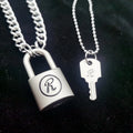 Luxury R Lock Necklace Punk Rock Buckle Pendant Necklace Female Trend Necklace For Women Men Girls Party Jewelry
