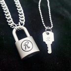Luxury R Lock Necklace Punk Rock Buckle Pendant Necklace Female Trend Necklace For Women Men Girls Party Jewelry