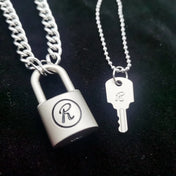 R Lock Buckle Pendant Necklace — Stainless Steel