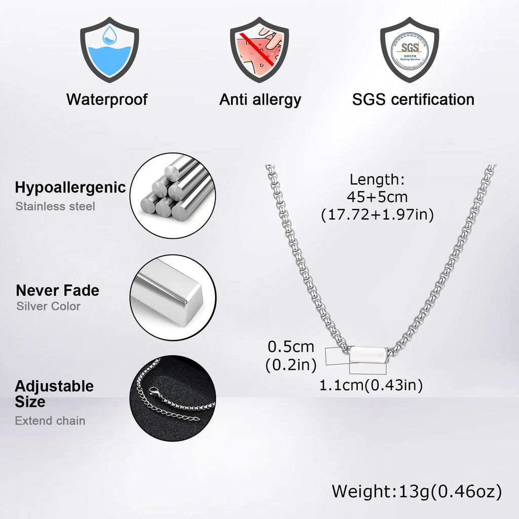 Letter Box Chain Pendant Necklace — Stainless Steel