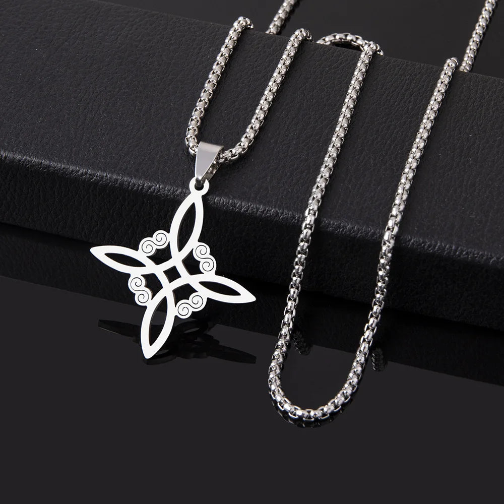 Vintage Witch Knot Silver Necklace