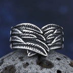 Double Wing Feather Ring — 316L Stainless Steel