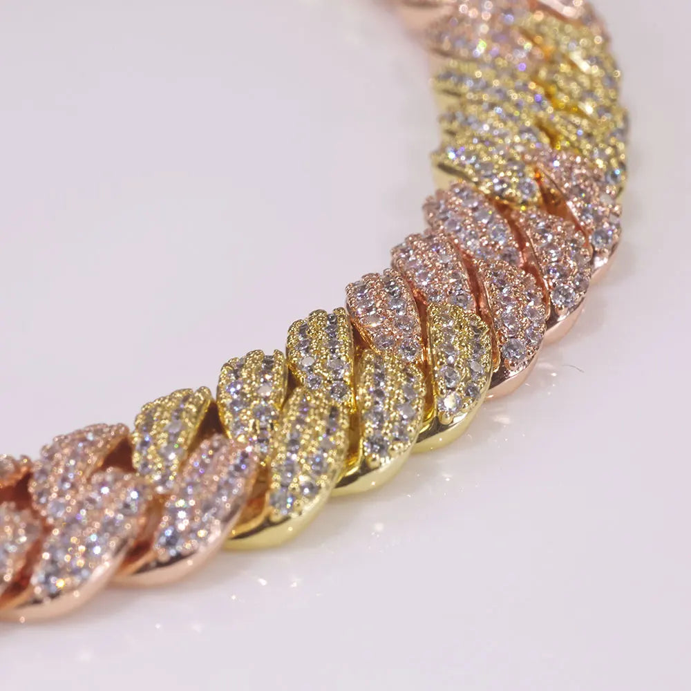 Rose Gold Cuban Chain Necklace Iced Out 10MM