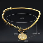 SAINT MICHAEL PROTECT US Archangel Chain Necklace for Women Men Gold Color Stainless Steel Protection Jewelry collier