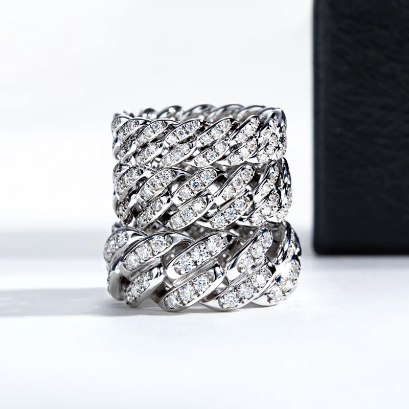 Iced Out Cuban Ring — 925 Silver