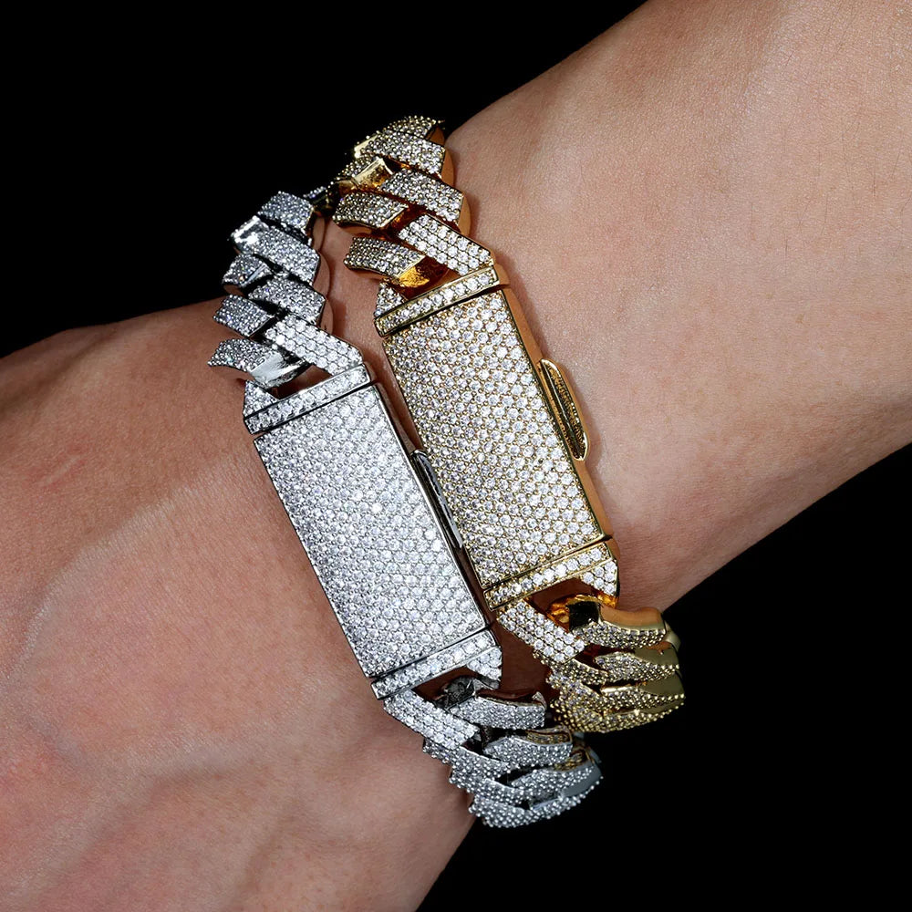 Iced Out Cuban Necklace Stainless Steel 16MM 3-Row
