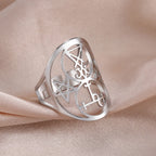 COOLTIME Sigil of Lilith Ring Vintage Stainless Steel Adjustable Pentagram Om Symbol Magic Couple Rings Amulet Jewelry