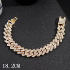 Hip Hop Full Crystal Heart Tennis Chain Bracelets for Men Women Bling Square Rhinestone Cuban Link Chain Bracelet Luxury Jewelry