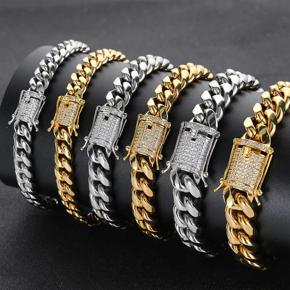 Iced Out Cuban Bracelet Stainless Steel Miami