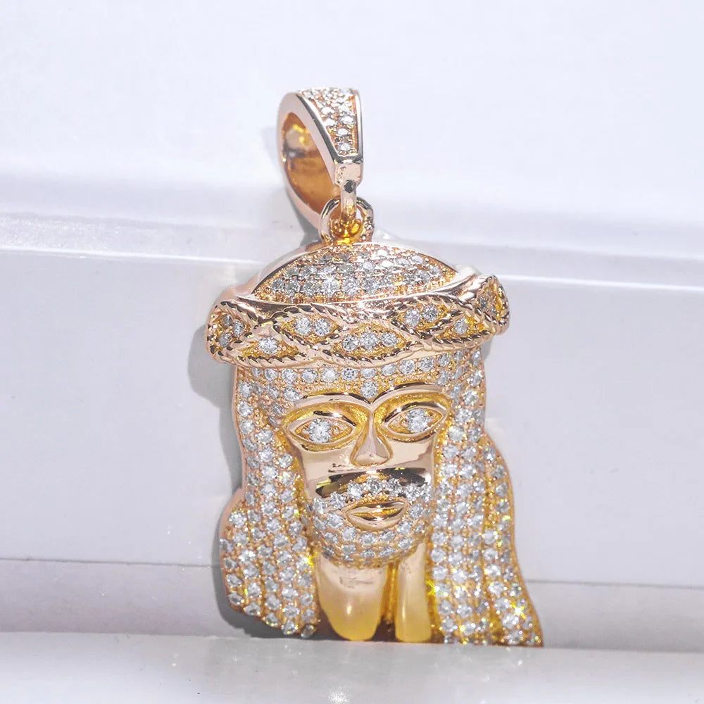 Rose Gold Jesus Head Pendant 925 Silver