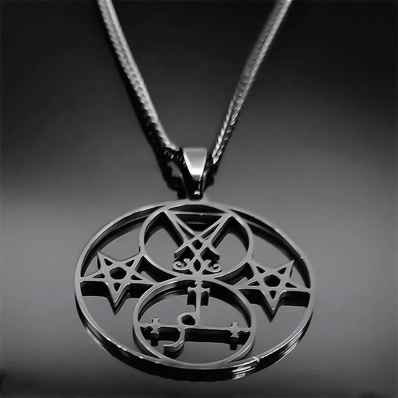 Lilith Sigil of Lucifer Pentagram Necklace — Stainless Steel