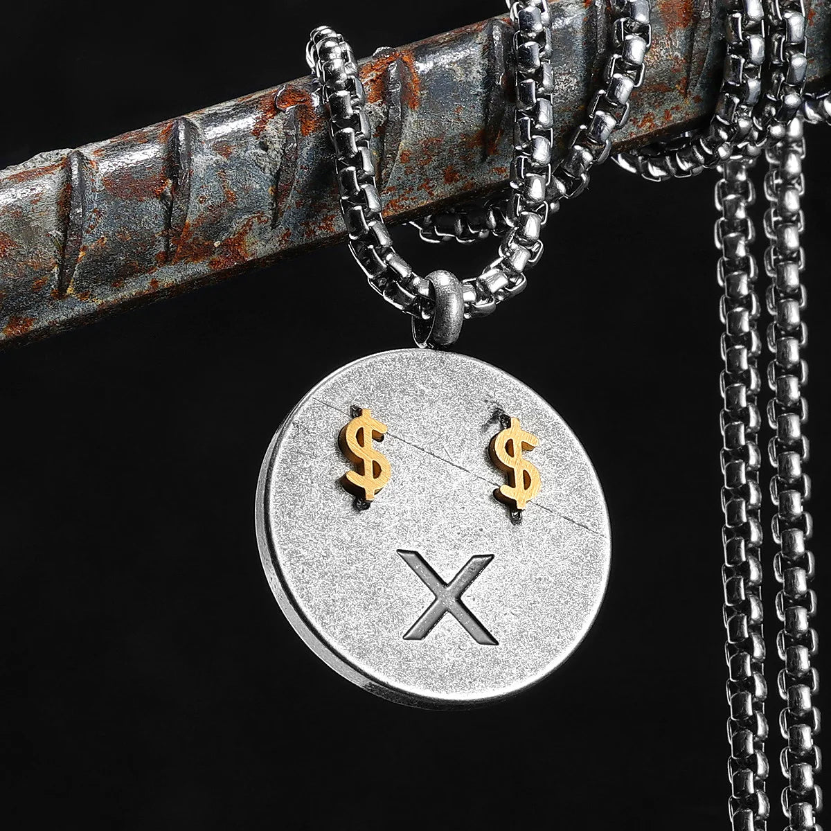 Get Rich Tag Pendant Necklace Stainless Steel