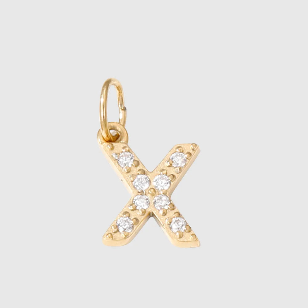 Letter Charm Pendant Necklace — Gold Iced