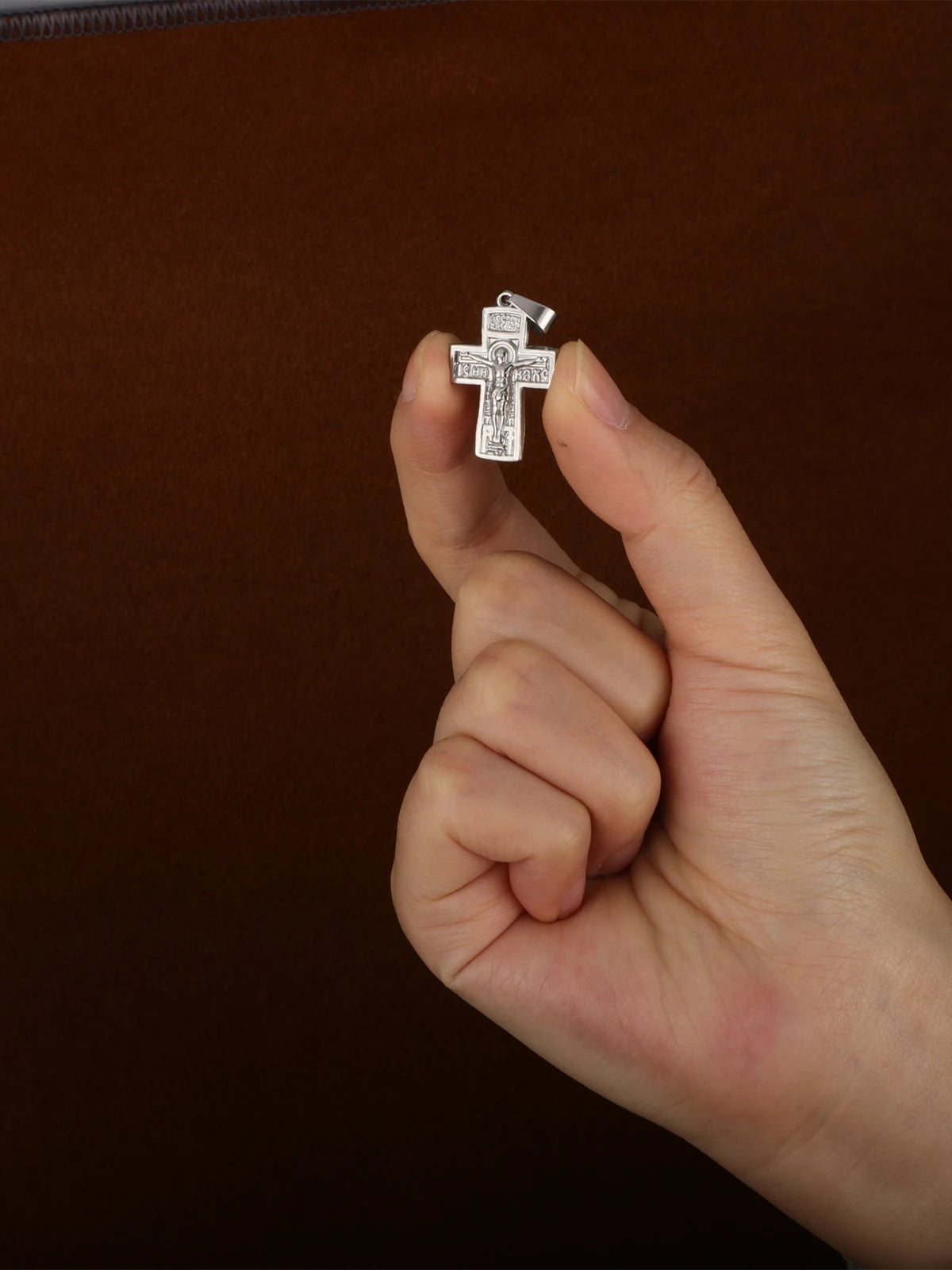 Russian Orthodox Crucifix Cross Pendant — Stainless Steel
