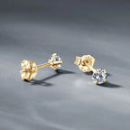IOGOU 14K Solid Gold Moissanite Round Stud Earrings for Women Men GRA Certified Moissnaites 3mm 4mm 5mm 6mm 6.5mm Gold Jewelry