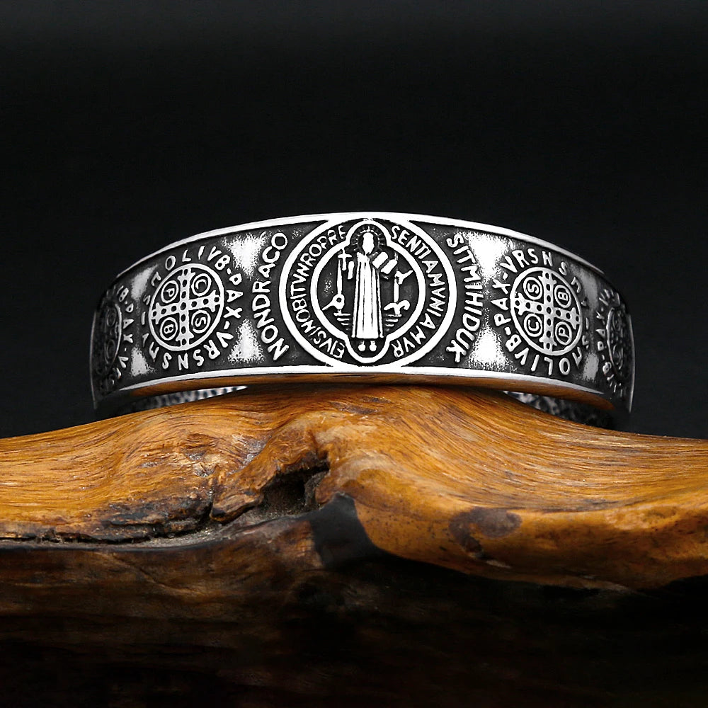 Saint Benedict Steel Bracelet Vintage Exorcism