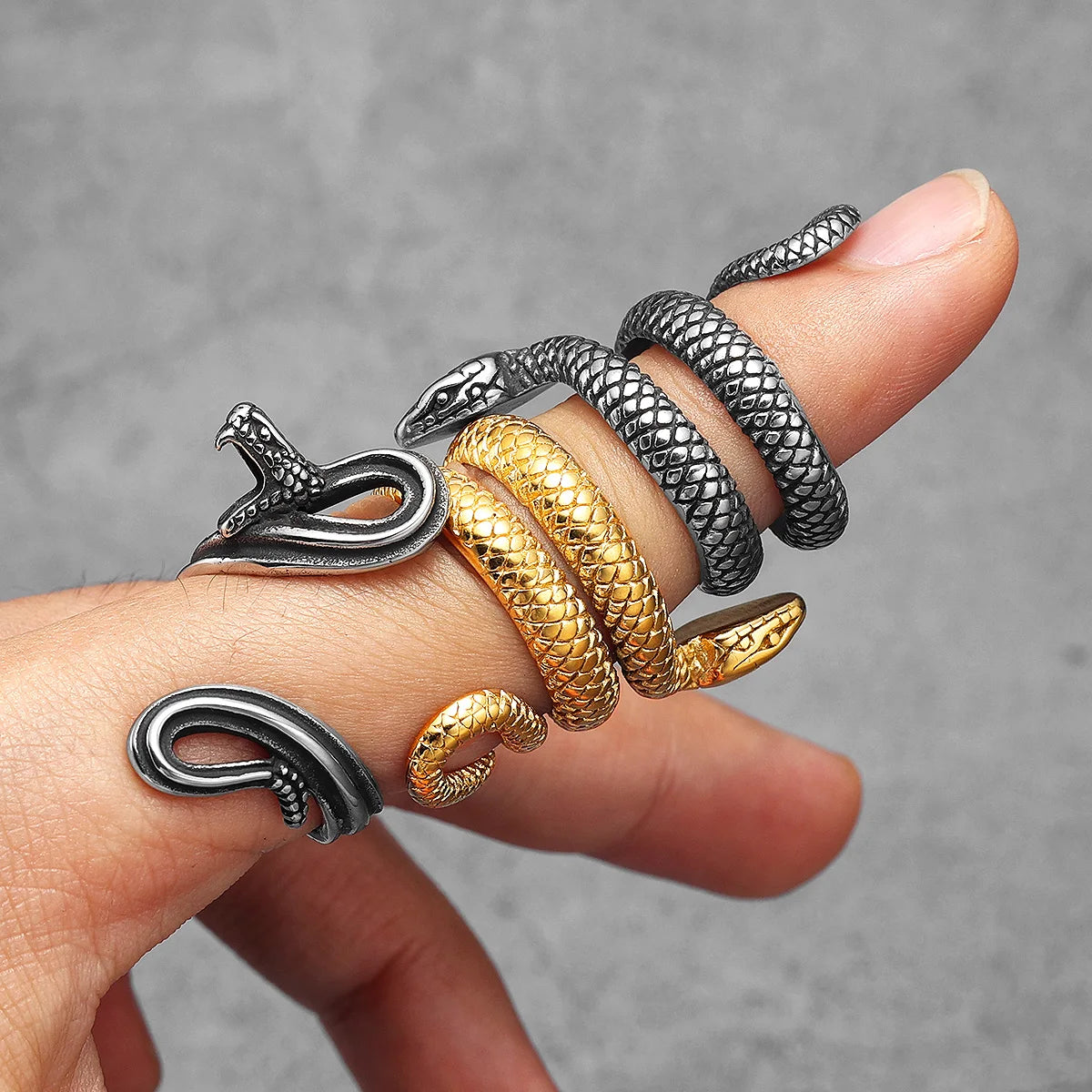 Various Snake Series Ring Stainless Steel Men Women Rings Punk Trendy Rock for Male Fashion Jewelry Creativity Gift Wholesale